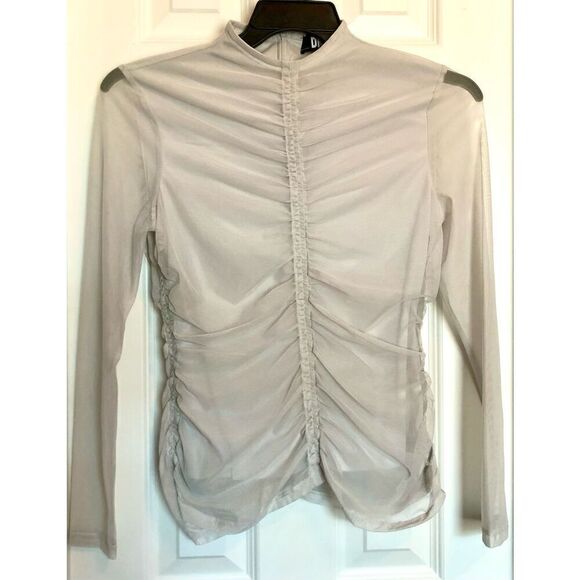 DKNY - NWT - 🎉HP🎉 L Sz XS BodyCon Ruched All-Over-Mesh Long Sleeve Funnel Neck - Picture 12 of 13